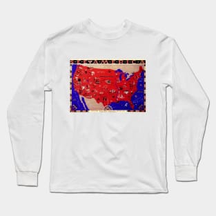 Vintage United States of America Travel Bureau Map, See America Long Sleeve T-Shirt